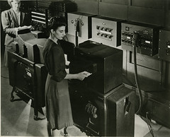 eniac.jennings_and_bilas_working_by_card_sorter_and_printer.c1940s.102649732