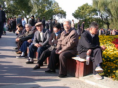 old people enjoying the music at Xihu (Hangzhou)