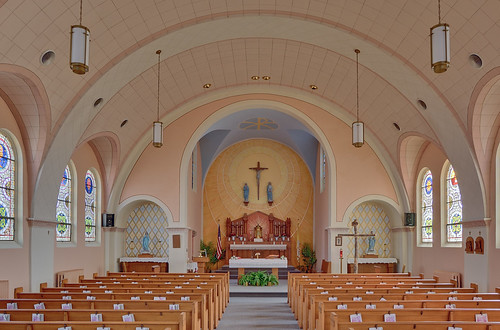 Saint Mary's Roman Catholic Church, in Fieldon, Illinois, USA - nave