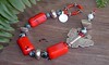 Thai Silver Butterfly and Chunky Red Coral Bracelet