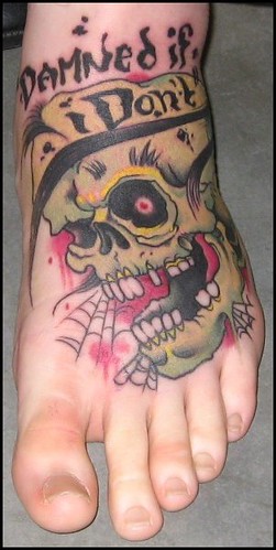 Left Foot Tattoo Damned If I Don't Photo by HeadOvMetal