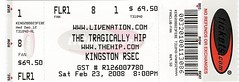 Tragically Hip Ticket 2008 Kingston