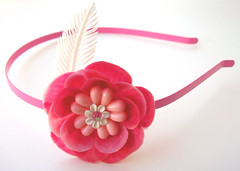 Pink and White Vintage Flowers Headband