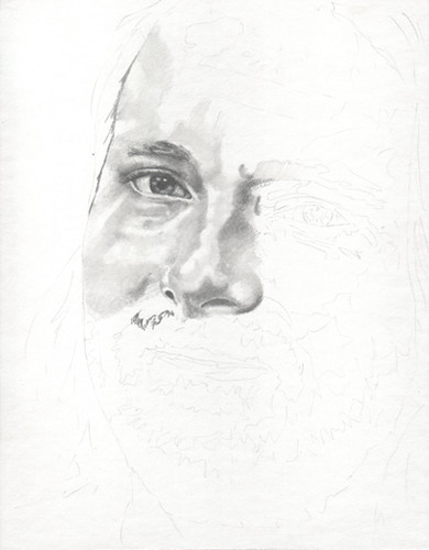 In progress scan of graphite portrait entitled KSmith