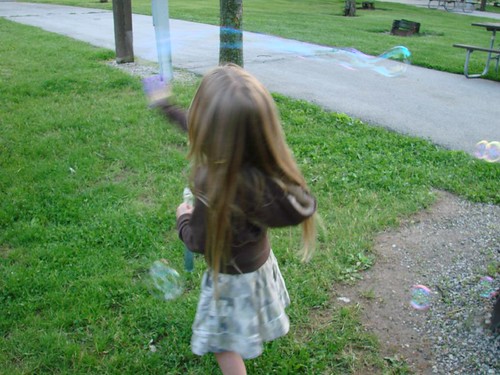 Blowing bubbles in Wallace State Park 