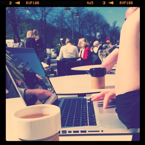 Because it is summer, meetings are taken outside :)