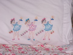 sleepy girls (drewzel) Tags: vintage handmade embroidery pillowcase vogart