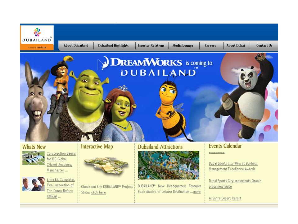 Screeneshot sito Dubailand