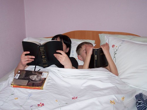 Edna and Maxime reading their Bibles together