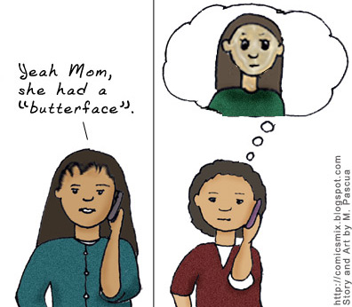 Trying to explain, to my mom, what butterface means.
