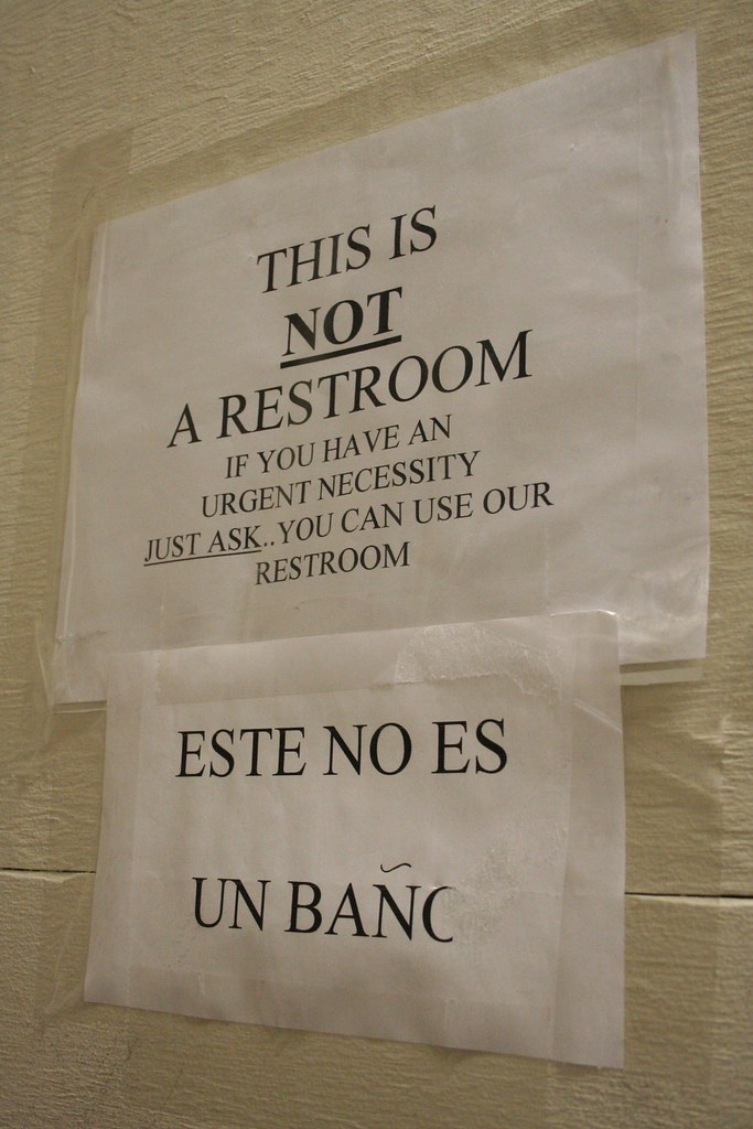 This is NOT a restroom. If you have an urgent necessary JUST ASK. You can use our restroom.