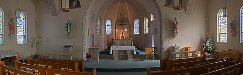 Saint Joseph Roman Catholic Church, in Zell, Missouri, USA - wide view of nave