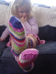 L. wearing her new socks