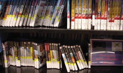 circulating video games collection is shelved with the graphic novels