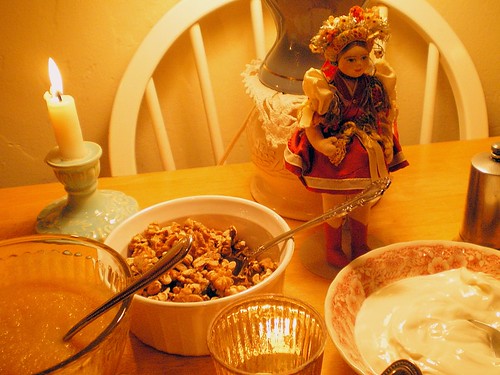 Vintage Czechoslovakian Handcrafted Doll Presides over Pierogi Meal