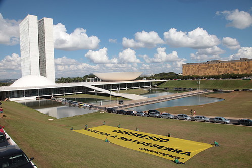 Activists tell the Brazilian Congress to turn off the chainsaw