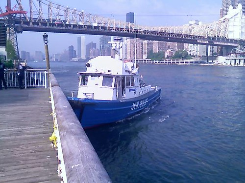 Pier with NYPD Boat