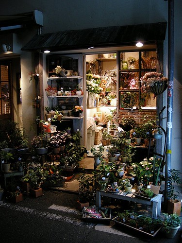 flower shop in night<br>