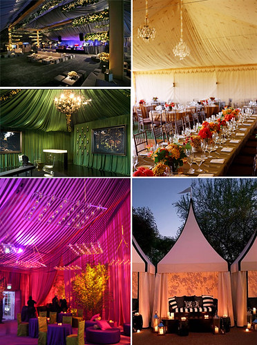 Clockwise from top left Fantasy tent via Moments by Morgan Draped tent