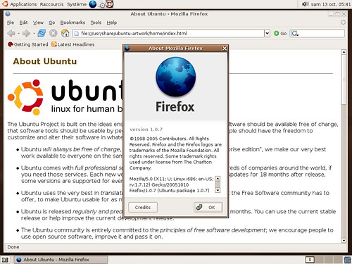 Firefox 1.0.7 sous ubuntu 5.10