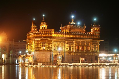 golden temple amritsar at night. Night view of Golden Temple
