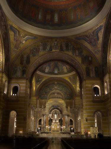 Cathedral Basilica of Saint Louis, in Saint Louis, Missouri, USA - interior by candlelight