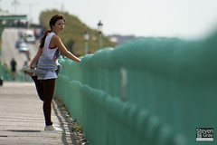 Female Jogger Stretching - London to Brighton Mini Run 2011 - Brighton - 110515 - Steven Gray - IMG_5673