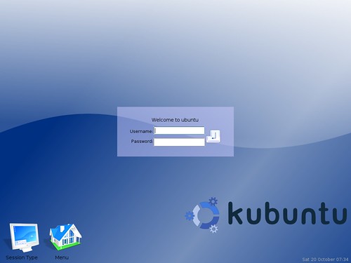 le joli écran de connexion de Kubuntu 5.04