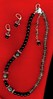 onyx, crystal qtz, and tourmaline qtz necklace on004
