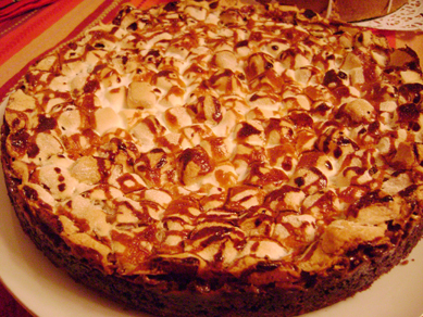 marshmallow, coconut, and chocolate pie