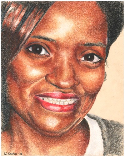 Colored pencil portrait entitled Debbie