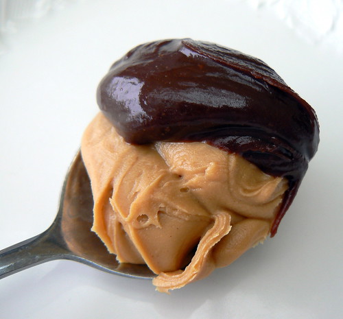 chocolate and peanut butter spoon