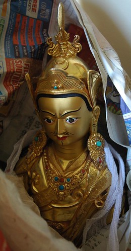 Statue of Padmasambhava, Guru Rinpoche ready to come to America, the "Land of the Red Faced People" by Wonderlane