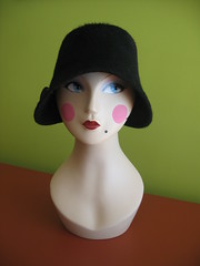 Mimi with black cloche front view
