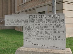State Seal Stolen - First State Capitol - Guthrie, OK