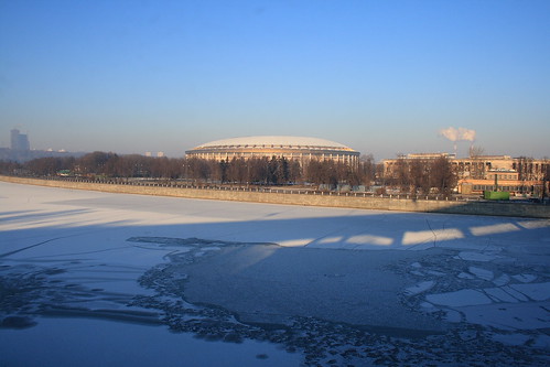 Moscow river, Luzhniki stadium. Winter. ©  Pavel 