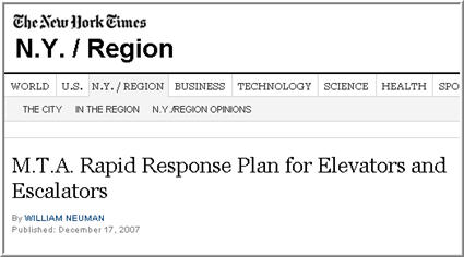 NYT - 2007 Dec 17 - MTA Elevators