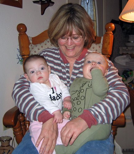 Grandma Linda and the 4 month old babies