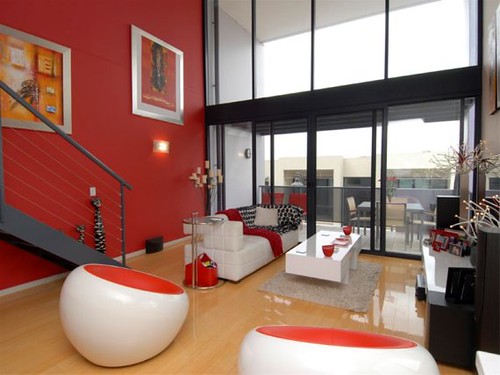 Great Red Living Room Design