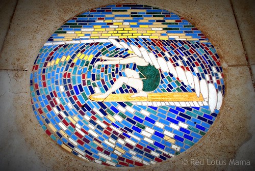 surf sidewalk mosaic medallion