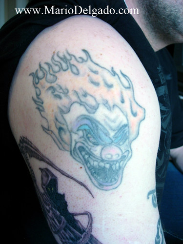 Pictures of evil clown tattoos. Sweet tooth before Clown tattoo doen