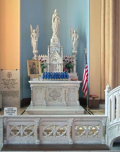 Sainte Genevieve Roman Catholic Church, in Sainte Genevieve, Missouri, USA - Mary's altar 2