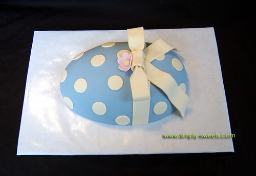 Blue fondant egg cake