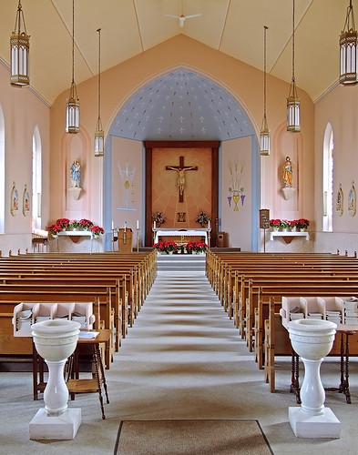 Immaculate Conception Roman Catholic Church, in Saint Mary, Missouri, USA - nave