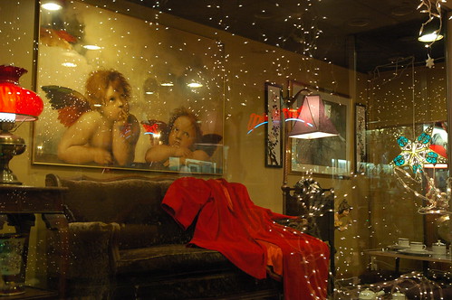 Angels watch the snowfall, Greenwood, Seattle, Washington, USA