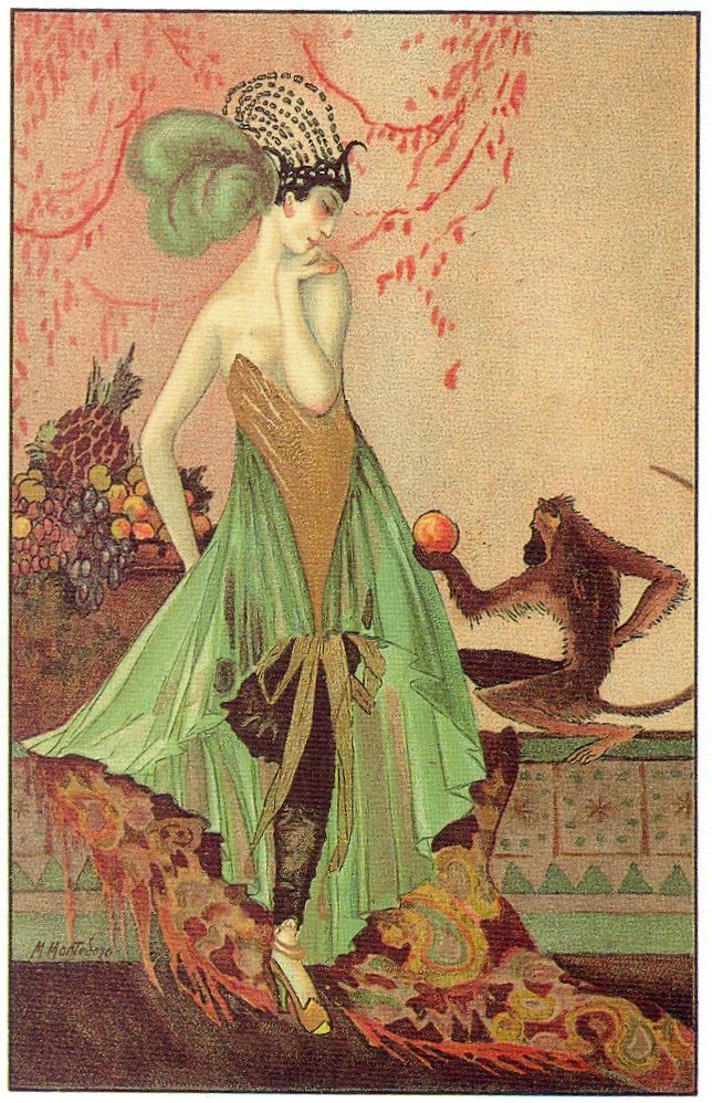 The Flapper Girl M. Montedoro, Art Deco postcard 6, 1920s