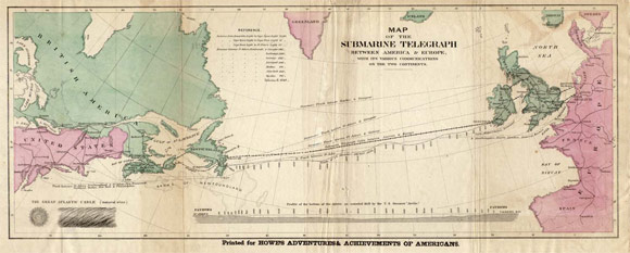 Map of 19th century Atlantic cables