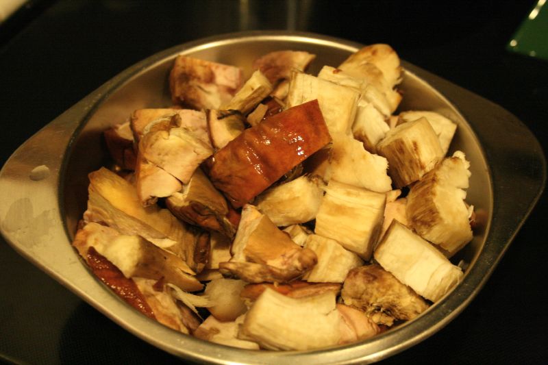 Bowl of slice porcini