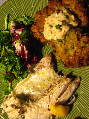 Red Snapper Baked in Salt Crust with Okra Fritter