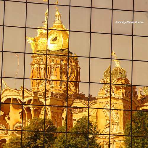 Iowa State Capitol Reflected in Nearby Office Building by Jeff Wignall